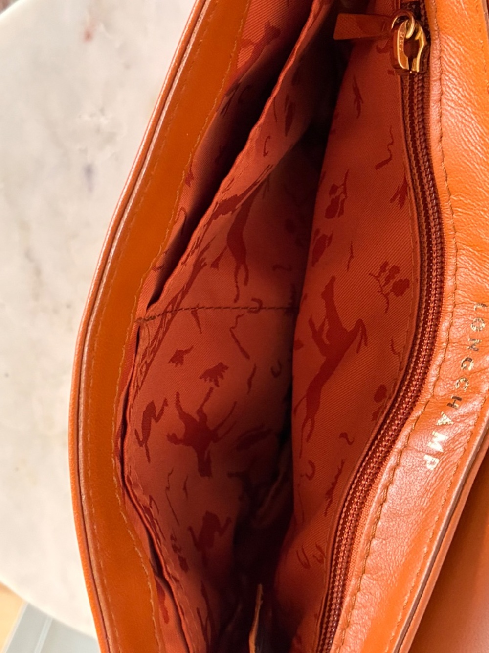 Longchamp orange leather Cavalcade crossbody - Picture 11 of 15